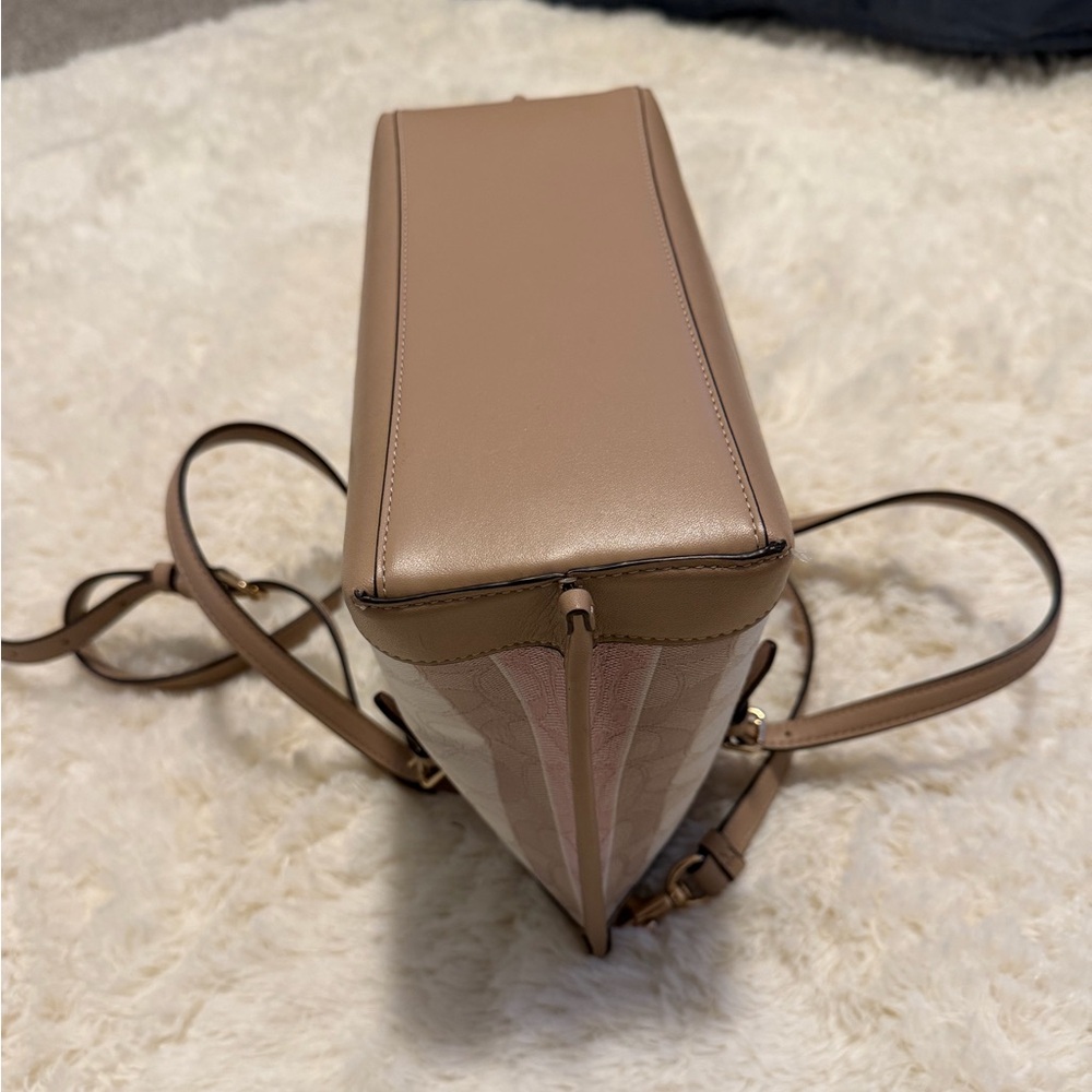 Coach Women's Pink and Beige Striped Shoulder Bag - Picture 5 of 6
